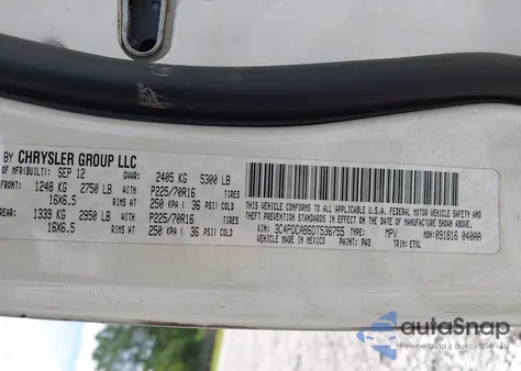 2013 Dodge Journey Se z USA, uszkodzony, nr VIN 3C4PDCAB6DT536755